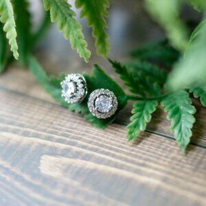 Round Halo Stud Earrings